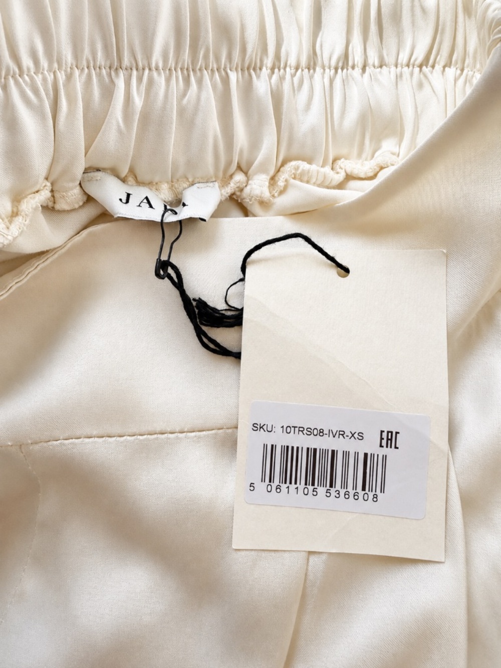 NWT JAKI Claudia Elastic Waist Satin Trousers Ivory XS - Picture 7 of 8